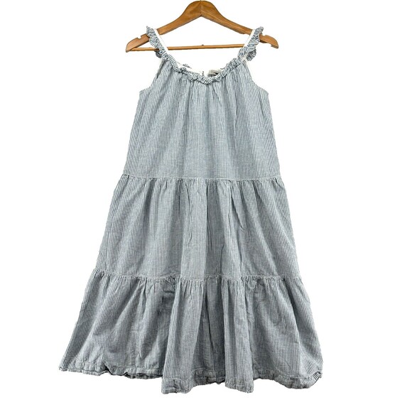 The Great Magnolia Dress Size S Seersucker Blue Striped Tiered Pockets Ruffle - Picture 5 of 15